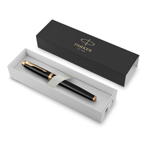 Parker Ballpoint Pen IM Black Barrel Gold Trim Blue Ink