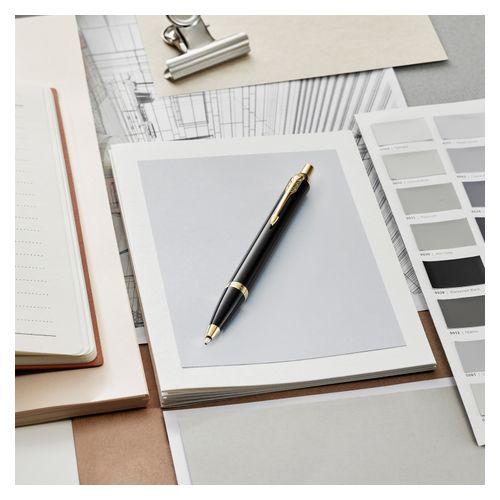Parker Ballpoint Pen IM Black Barrel Gold Trim Blue Ink