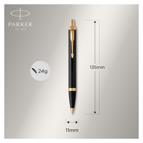 Parker Ballpoint Pen IM Black Barrel Gold Trim Blue Ink